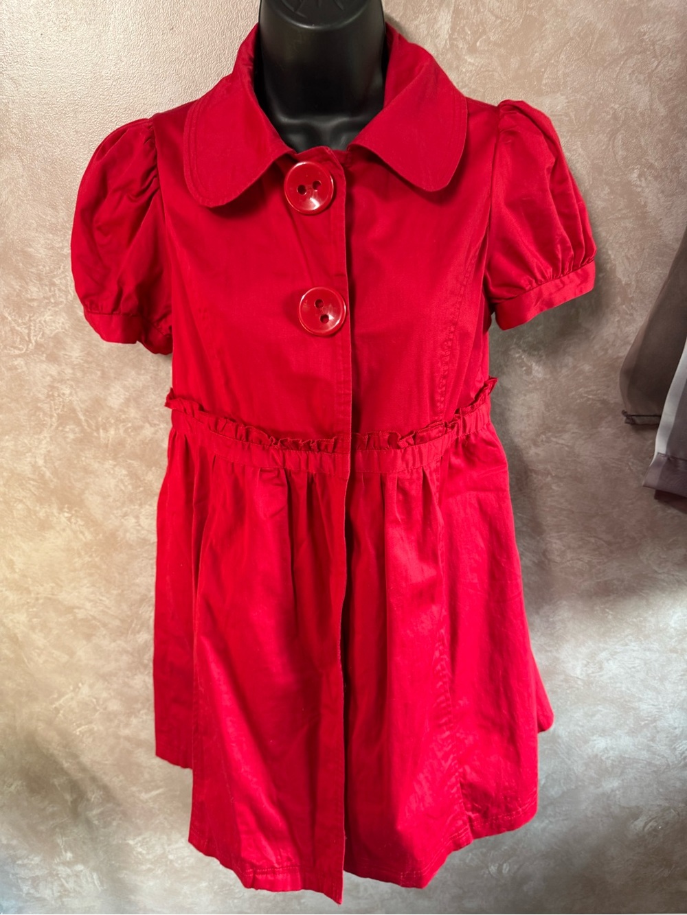 VINTAGE Red Short Sleeve Button Front Coat (small fit)